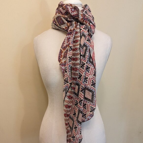 Red, white, and blue scarf southwest design - Picture 1 of 6